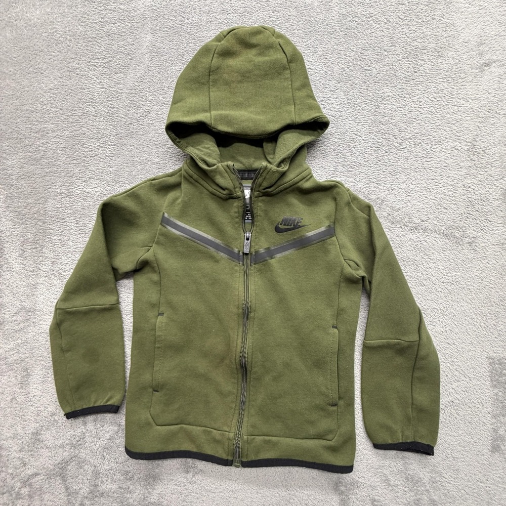 Nike Sportswear Tech Fleece Hoodie Full Zip Kids Size Medium 5-6 YRS Green